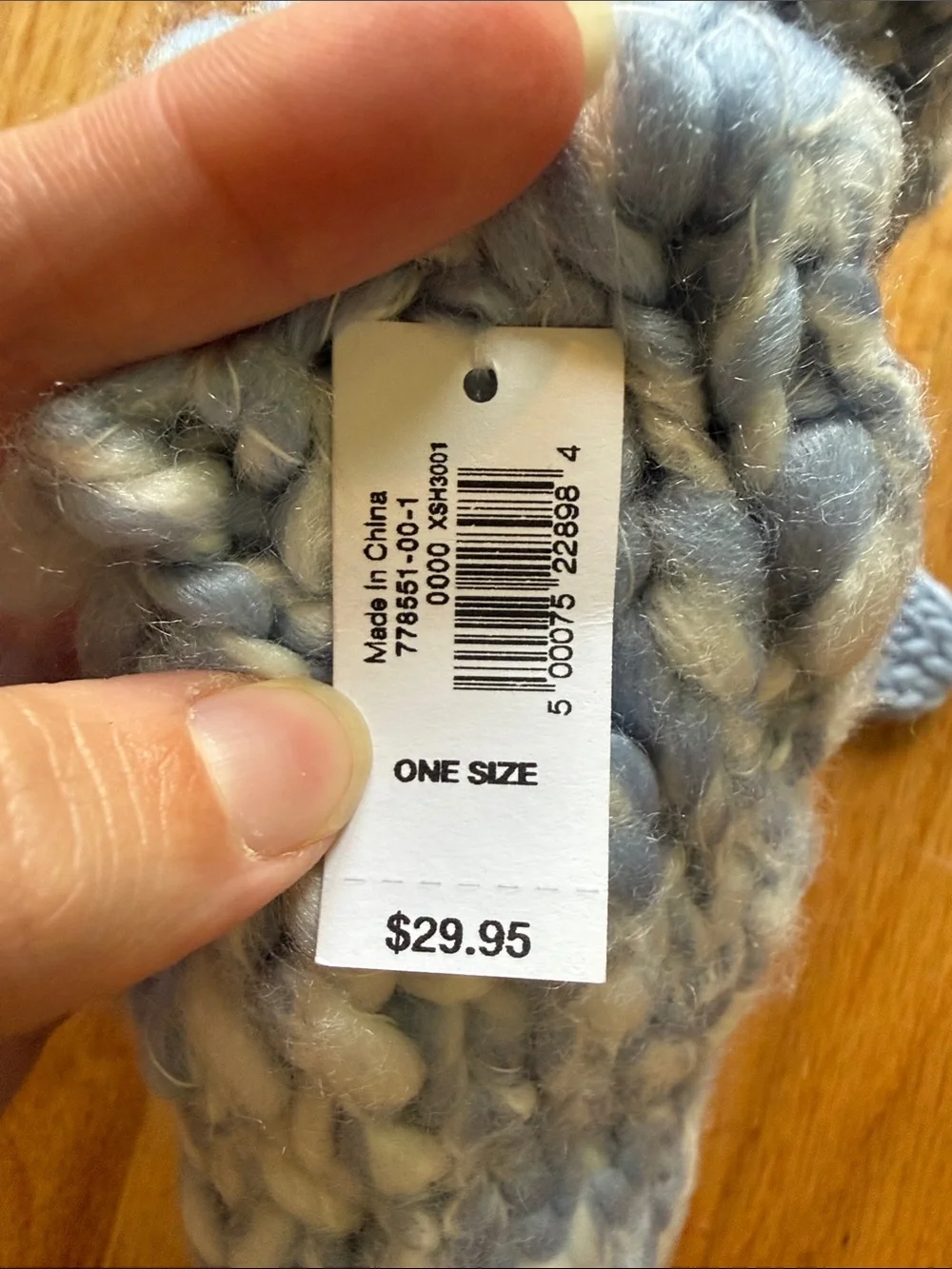 Gap Chunky Knit Fringe Blue Scarf and Matching Mittens Set new with tags